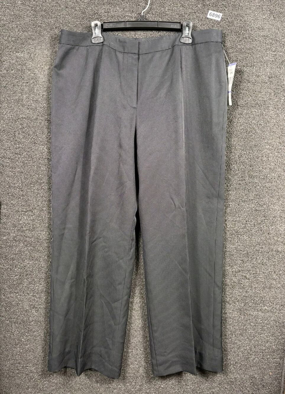 Le Suit Dress Pants Womens Size 18 Gray Pinstripe Pleated Front Straight Leg NEW